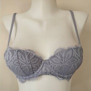 Pink by Victoria's Secret Bra  Date Push Up Underwire Lace Periwinkle Indigo 32A